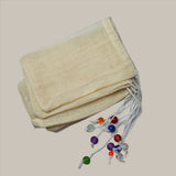 ASSORTED COLOURED BEADS, REUSABLE COTTON TEA BAGS (PACK OF 6)